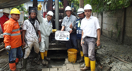 Monitoring well construction site in northern Jakarta.
