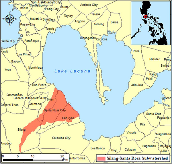 Fig. 1 Study area of Silang-Santa Rosa Subwatershed