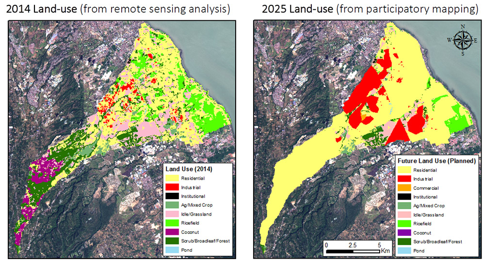 Fig. 3 Land-use change in Santa Rosa from 2014 (left) to 2025 (right).