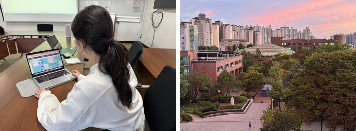 Photo provided by the interviewee, Conducting Research on Campus and A Lush Green Campus