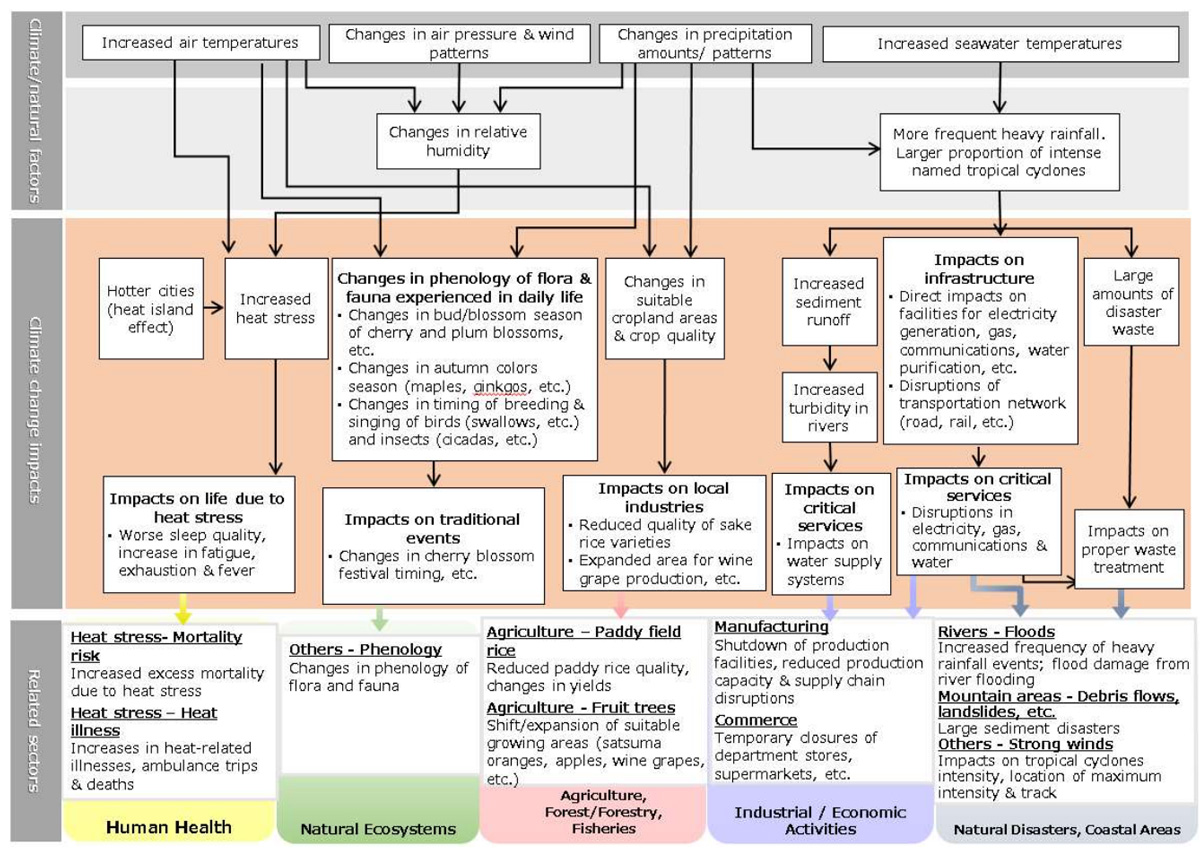 Schematic of projected impacts of climate change (Life of the citizenry and urban life)
